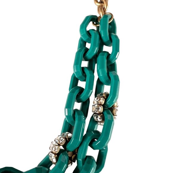 J Crew Vintage Inspired Turquoise Acrylic Chain Link Necklace Rhinestone… - Picture 8 of 11